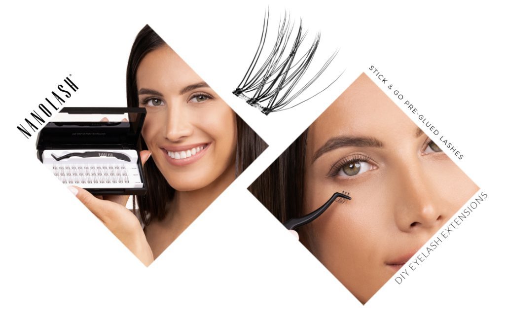 Grappes de cils pré-collés à utiliser soi-même pour appliquer des extensions de cils à la maison nanolash